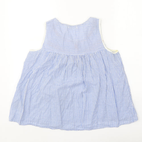 V Code Womens Blue Striped 100% Cotton Basic Tank Size S Scoop Neck