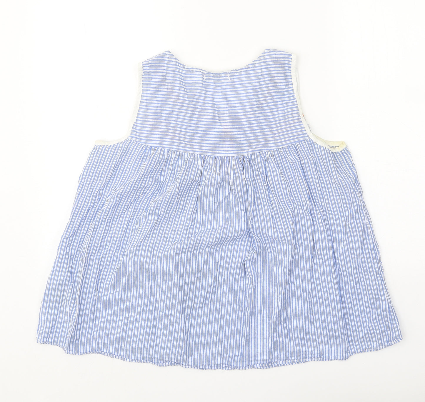 V Code Womens Blue Striped 100% Cotton Basic Tank Size S Scoop Neck