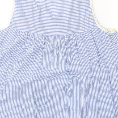V Code Womens Blue Striped 100% Cotton Basic Tank Size S Scoop Neck