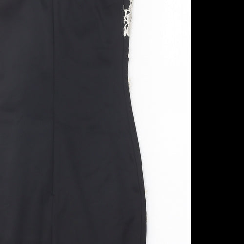 AX Paris Womens Black Floral Polyester Bodycon Size 8 Square Neck Pullover