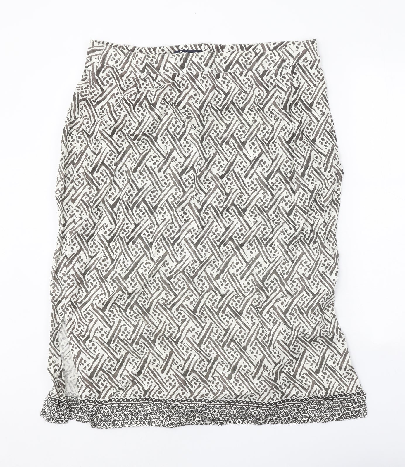 DASH Womens Ivory Geometric Cotton A-Line Skirt Size 20 Zip