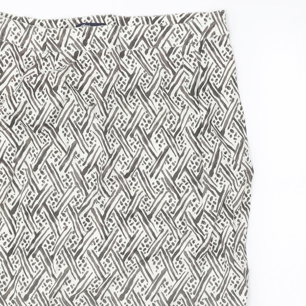 DASH Womens Ivory Geometric Cotton A-Line Skirt Size 20 Zip