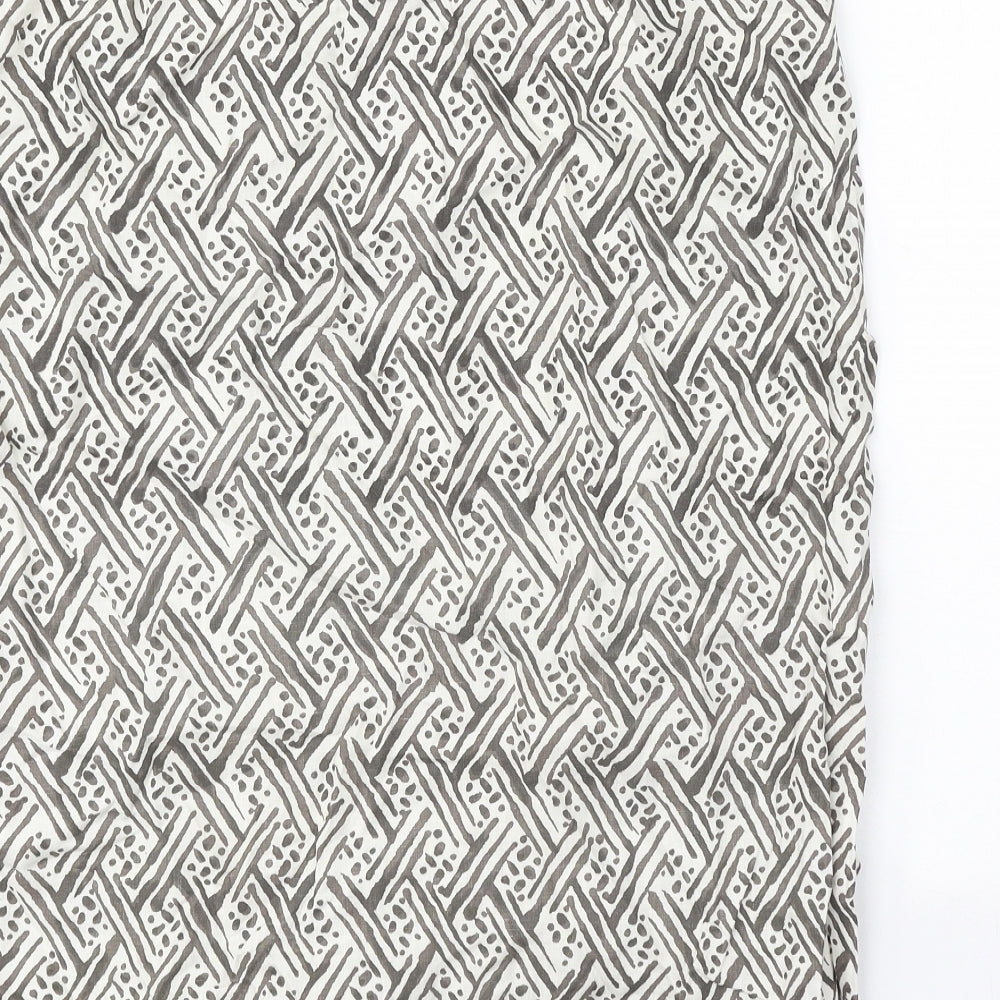 DASH Womens Ivory Geometric Cotton A-Line Skirt Size 20 Zip