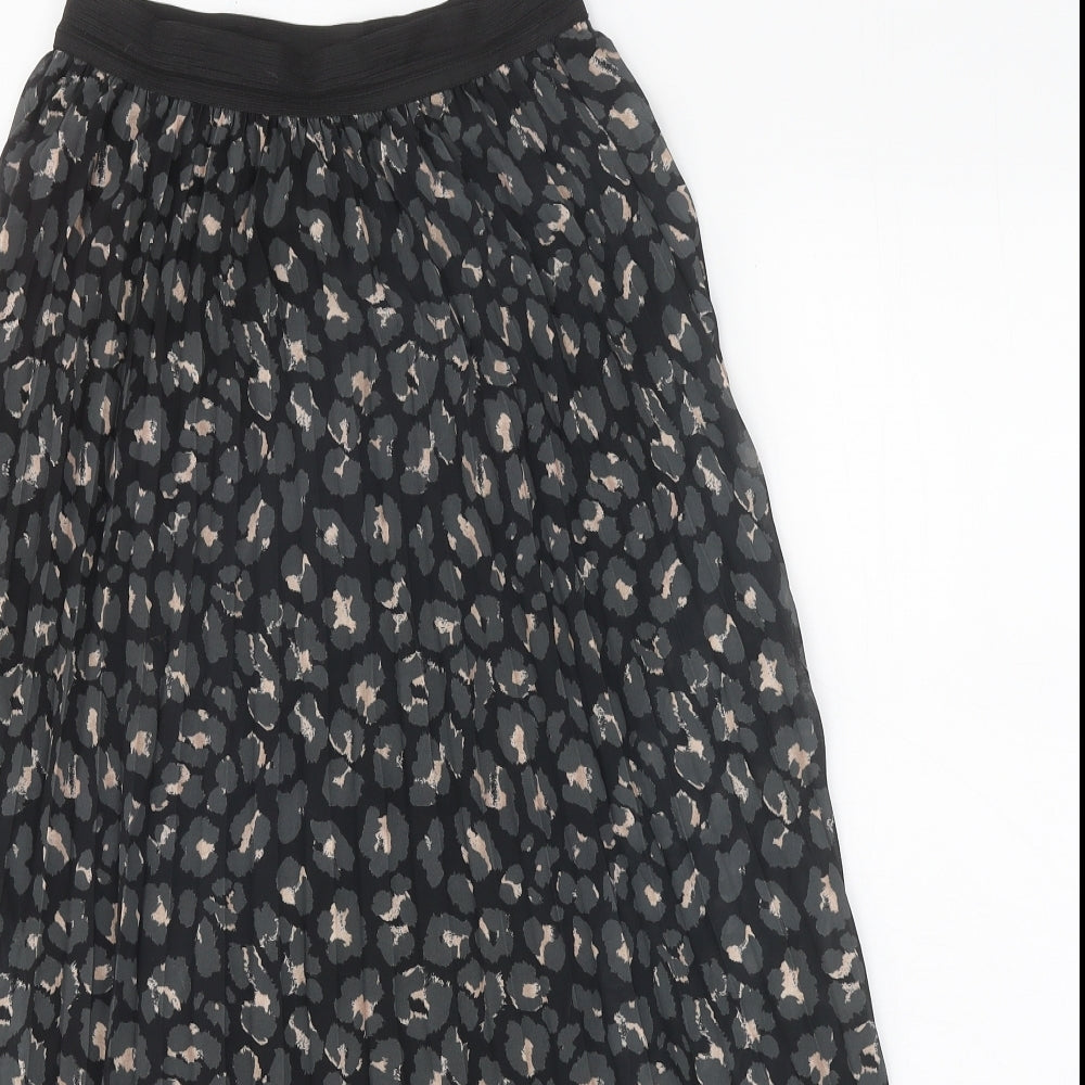 Preworn Womens Black Geometric Polyester Peasant Skirt Size 25 in