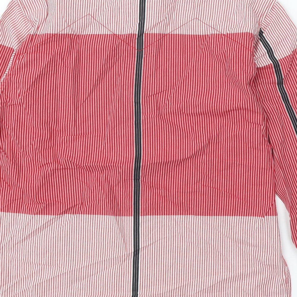 Volume Zero Mens Red Striped Cotton Button-Up Size XL Collared Button