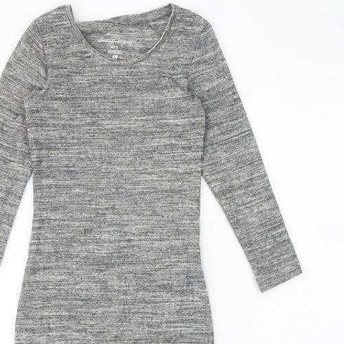 H&M Womens Grey Cotton Bodycon Size S Scoop Neck Pullover