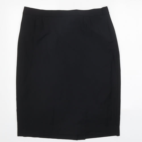 Persona Womens Black Viscose Straight & Pencil Skirt Size 35 in Zip