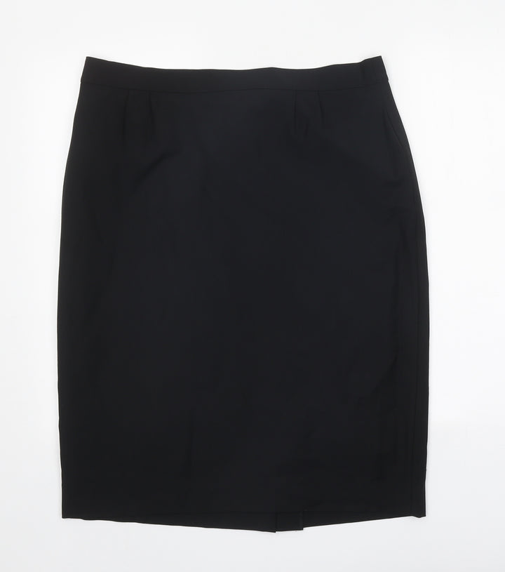 Persona Womens Black Viscose Straight & Pencil Skirt Size 35 in Zip