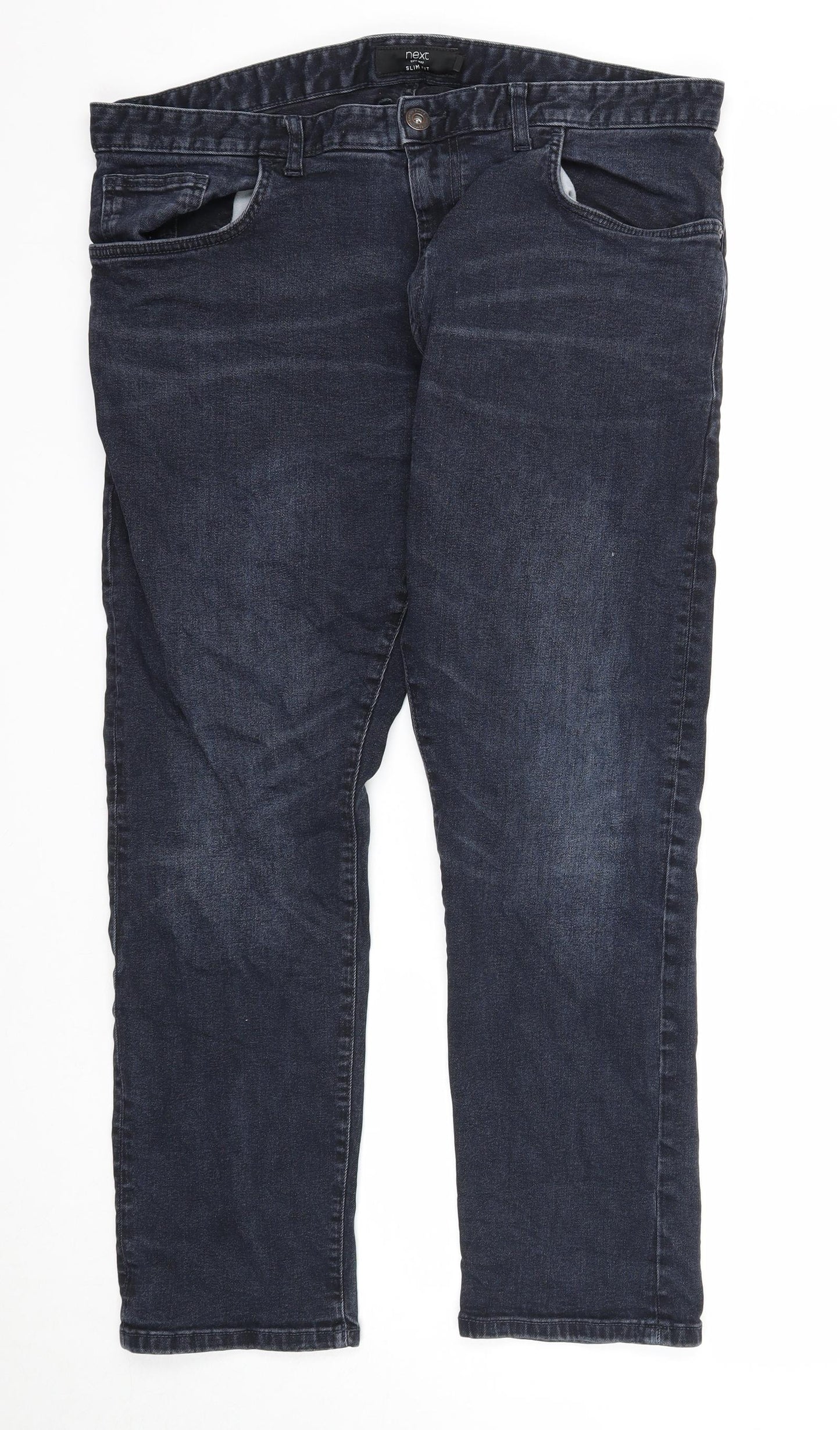 NEXT Mens Blue Cotton Straight Jeans Size 38 in Slim Zip