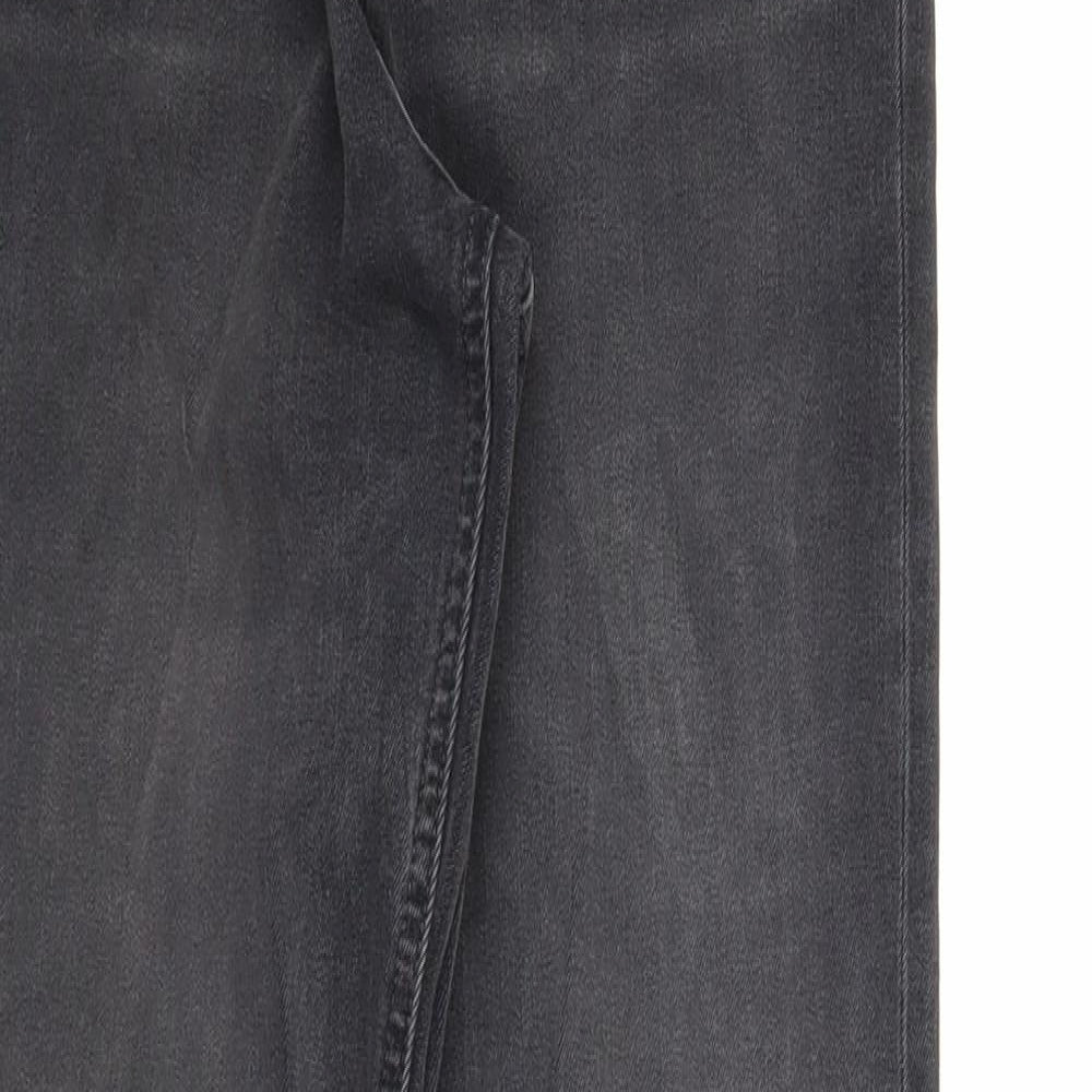 Marks and Spencer Womens Black Cotton Straight Jeans Size 8 Regular Zip