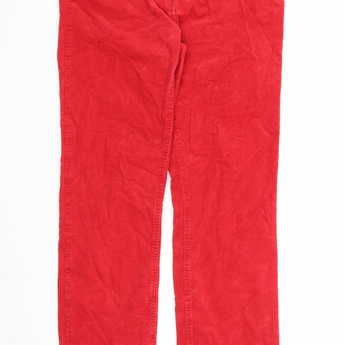 Marks and Spencer Womens Red Cotton Trousers Size 10 Regular Zip