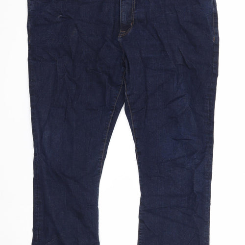 Easy Mens Blue Cotton Bootcut Jeans Size 38 in L30 in Regular Zip