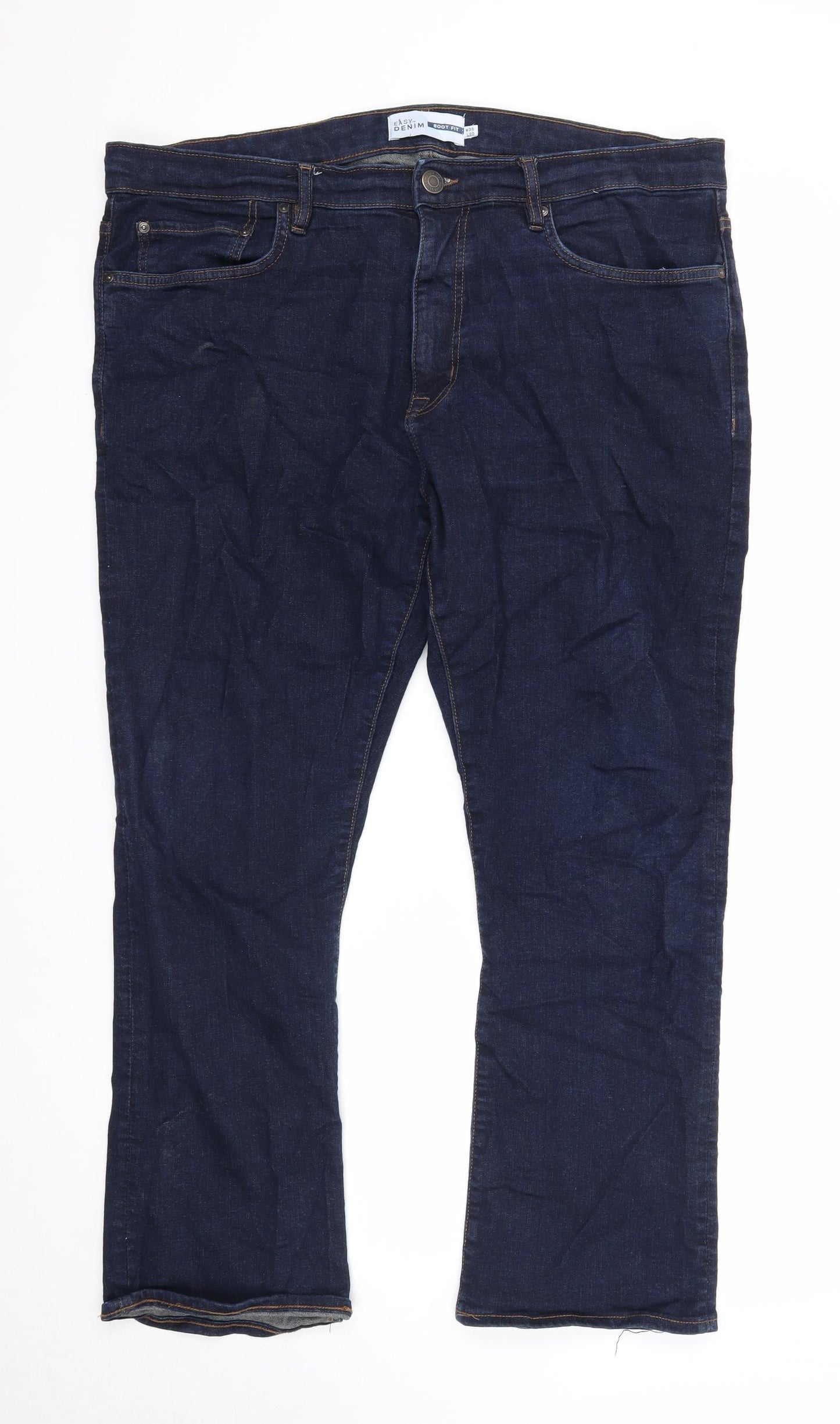 Easy Mens Blue Cotton Bootcut Jeans Size 38 in L30 in Regular Zip