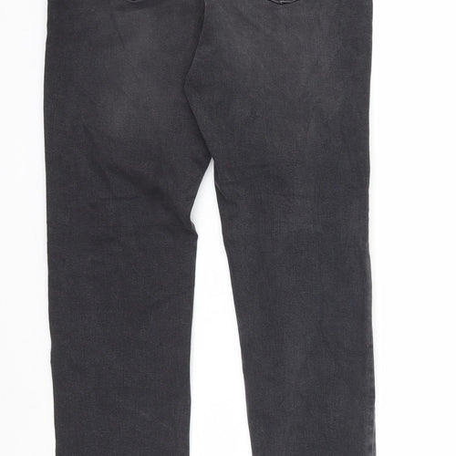 Marks and Spencer Womens Black Cotton Straight Jeans Size 8 Regular Zip