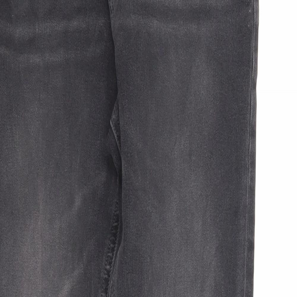 Marks and Spencer Womens Black Cotton Straight Jeans Size 8 Regular Zip
