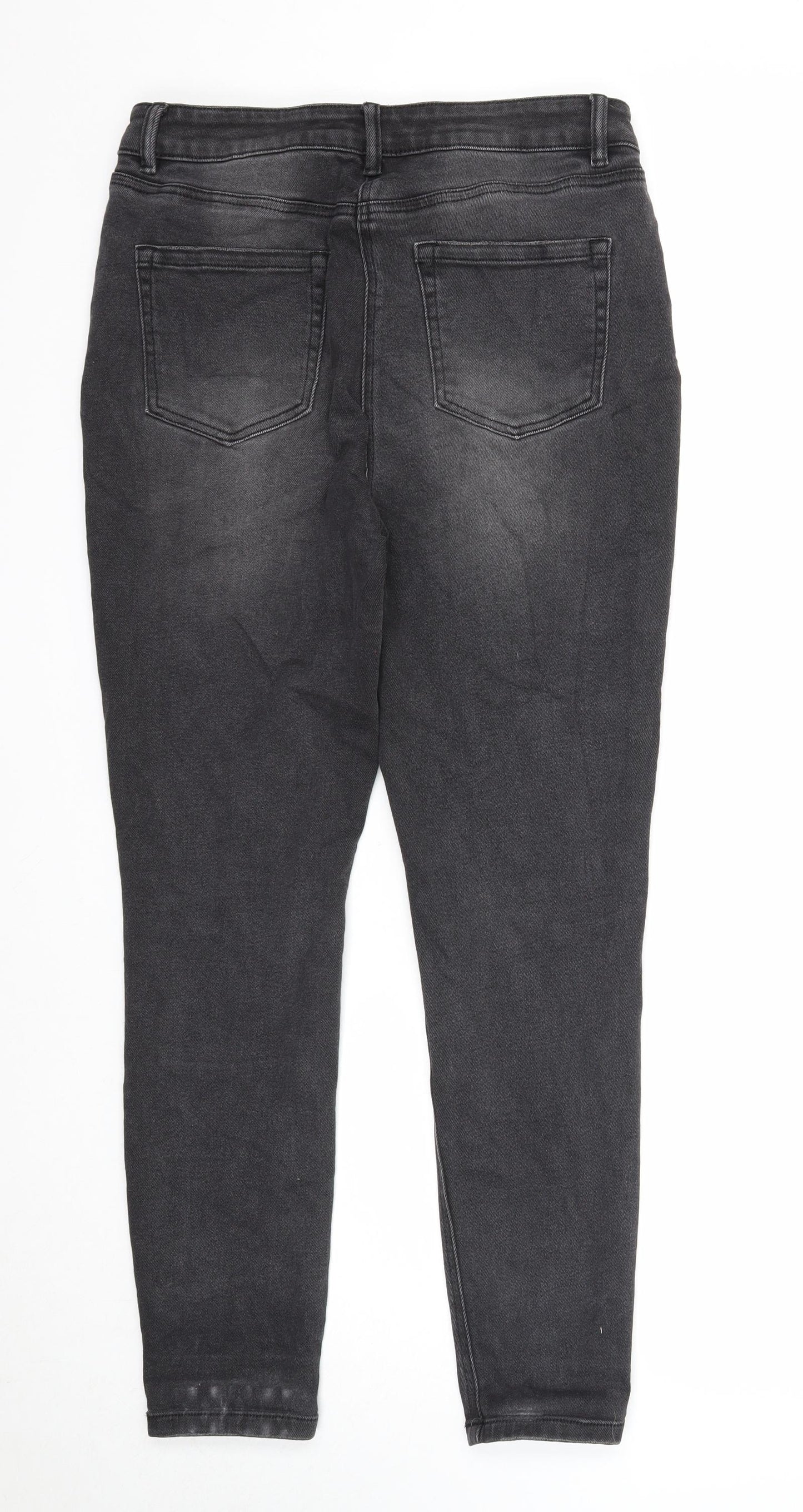 NEXT Womens Black Cotton Skinny Jeans Size 14 Regular Zip