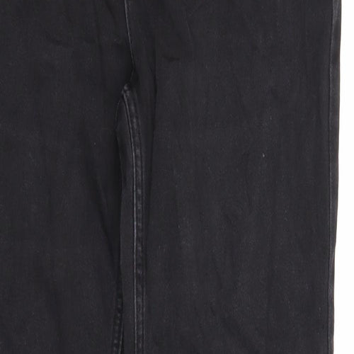 Marks and Spencer Womens Black Cotton Straight Jeans Size 10 Regular Zip