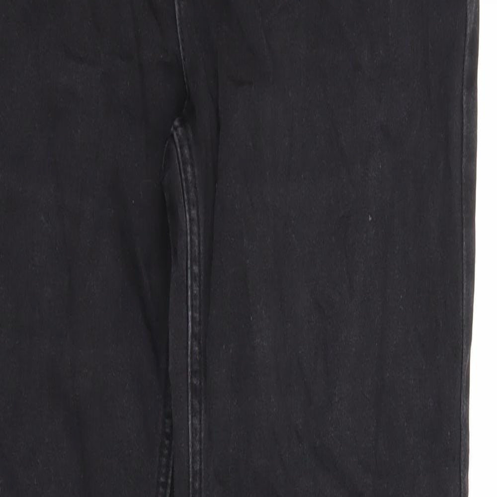 Marks and Spencer Womens Black Cotton Straight Jeans Size 10 Regular Zip