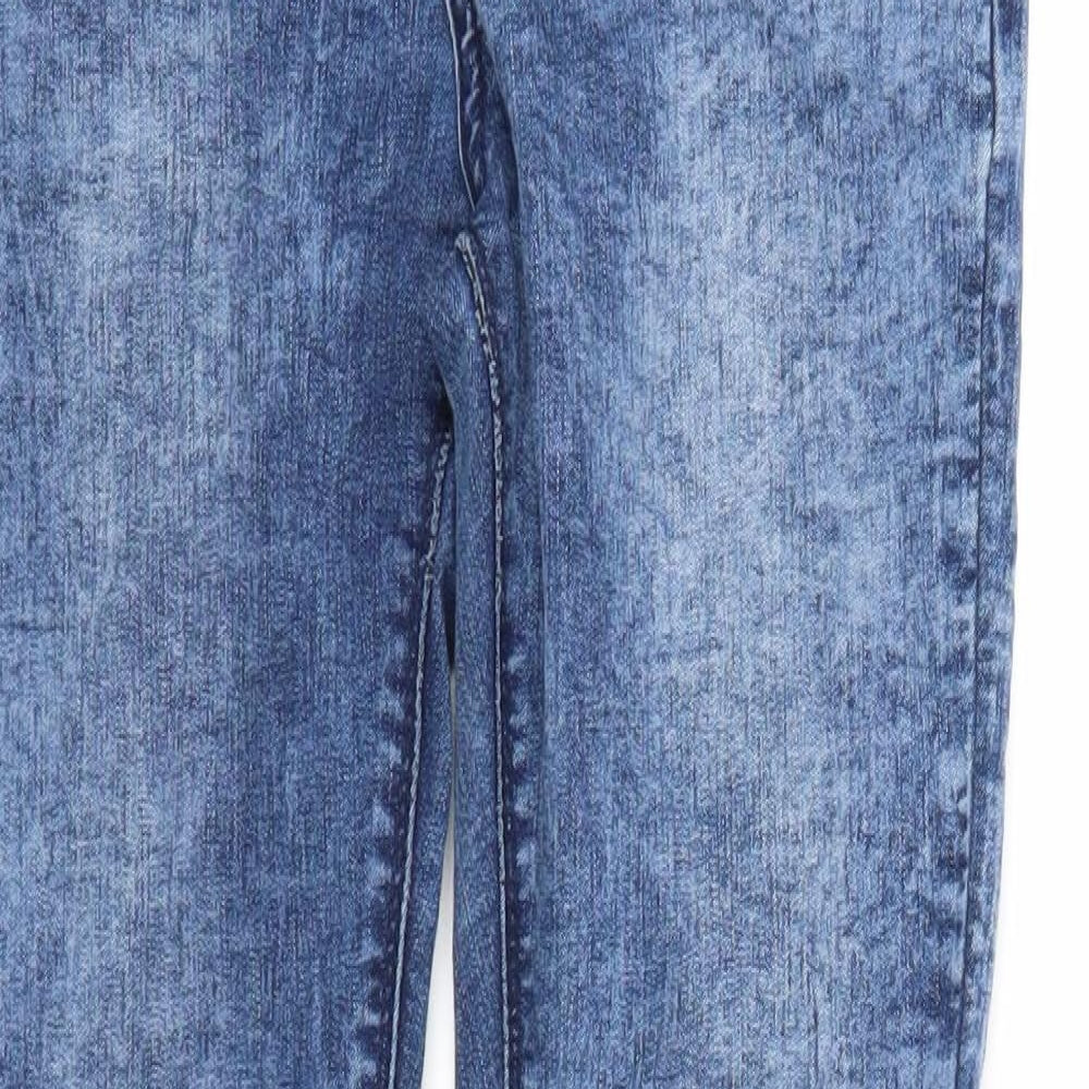 New Look Girls Blue Cotton Skinny Jeans Size 13 Years Regular Zip - Acid Wash