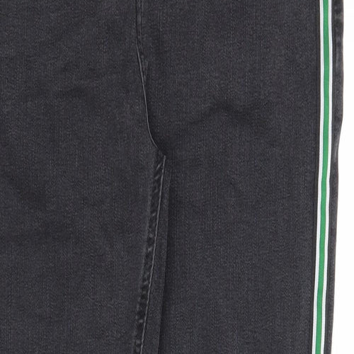 Marks and Spencer Womens Black Cotton Skinny Jeans Size 12 Regular Zip - Side Stripe Detail