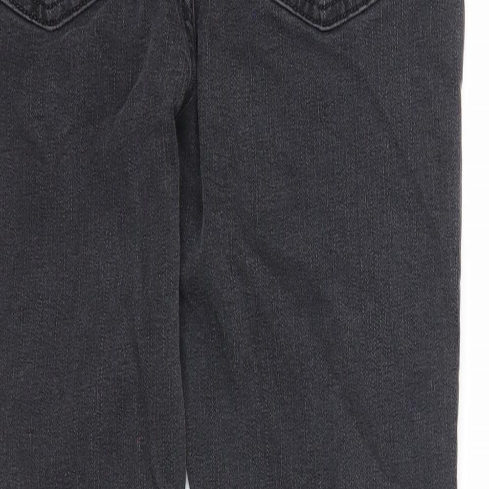 Marks and Spencer Womens Black Cotton Skinny Jeans Size 12 Regular Zip - Side Stripe Detail
