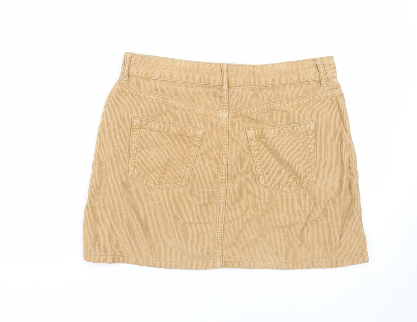 Topshop Womens Beige Cotton Mini Skirt Size 12 Zip