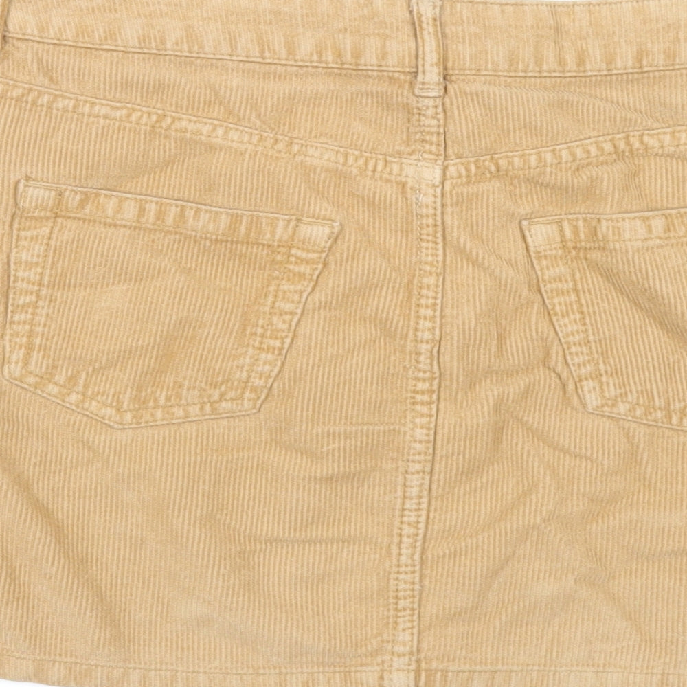 Topshop Womens Beige Cotton Mini Skirt Size 12 Zip