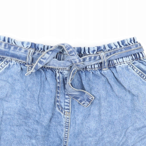 Nutmeg Girls Blue Cotton Paperbag Shorts Size 13-14 Years Regular