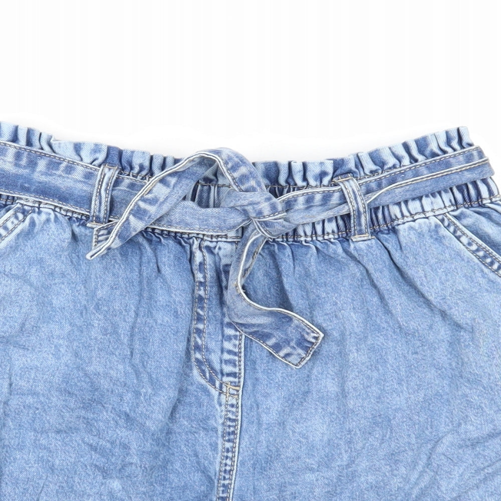 Nutmeg Girls Blue Cotton Paperbag Shorts Size 13-14 Years Regular