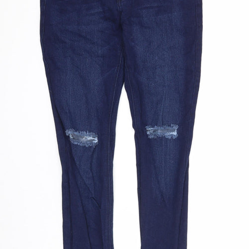 Boohoo Mens Blue Cotton Skinny Jeans Size 34 in Regular Zip