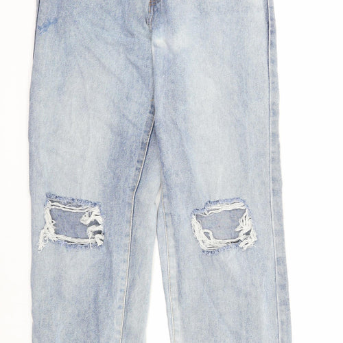 Rebellious Womens Blue Cotton Straight Jeans Size 8 Regular Zip