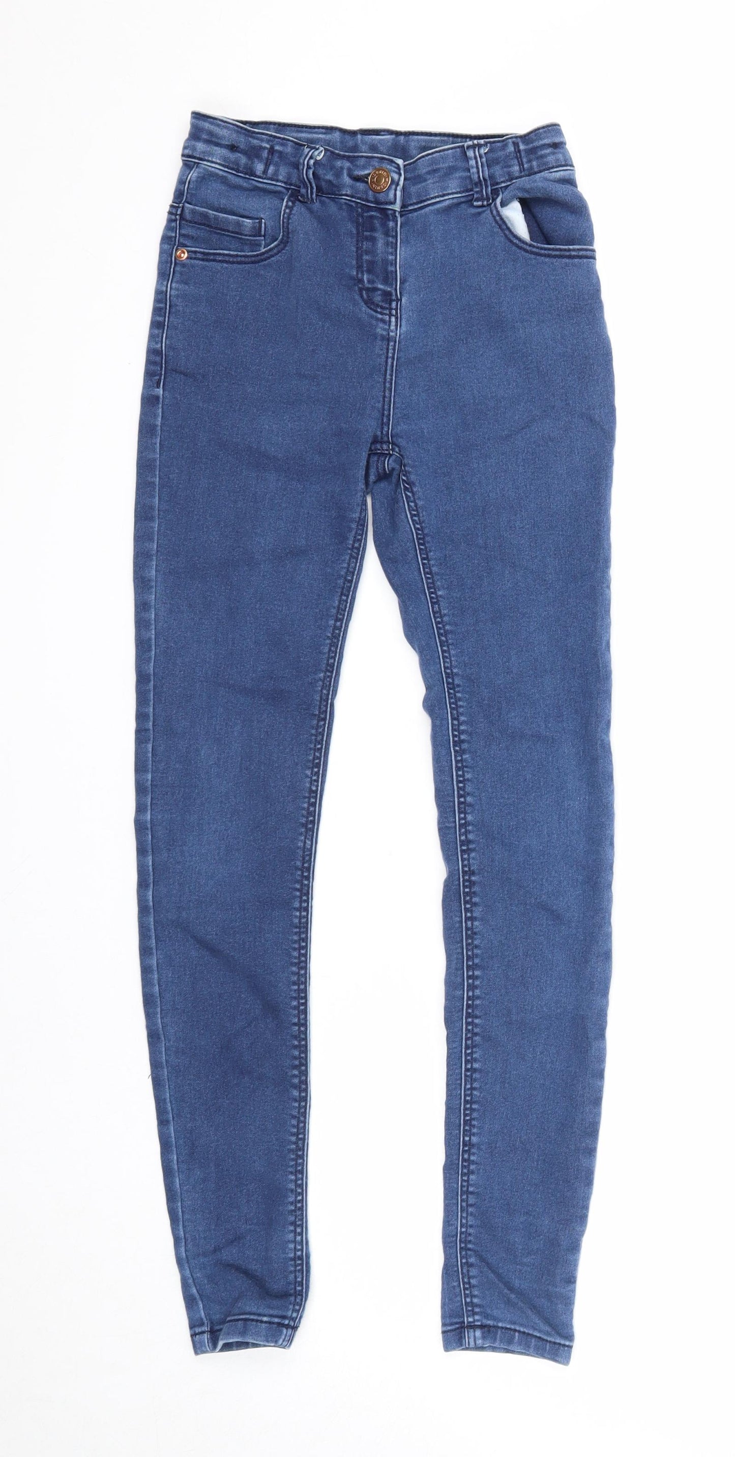 TU Girls Blue Cotton Skinny Jeans Size 12 Years Regular Zip