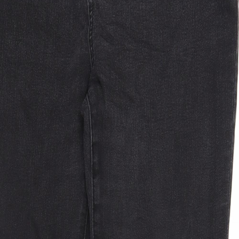 TU Womens Black Cotton Straight Jeans Size 16 Regular Zip