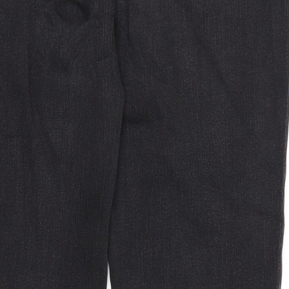 TU Womens Black Cotton Straight Jeans Size 16 Regular Zip