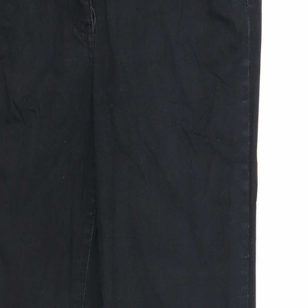Papaya Womens Black Cotton Straight Jeans Size 12 Regular Zip