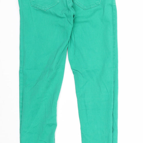 Miss Selfridge Womens Green Cotton Skinny Jeans Size 6 Regular Zip - Distressed Hems