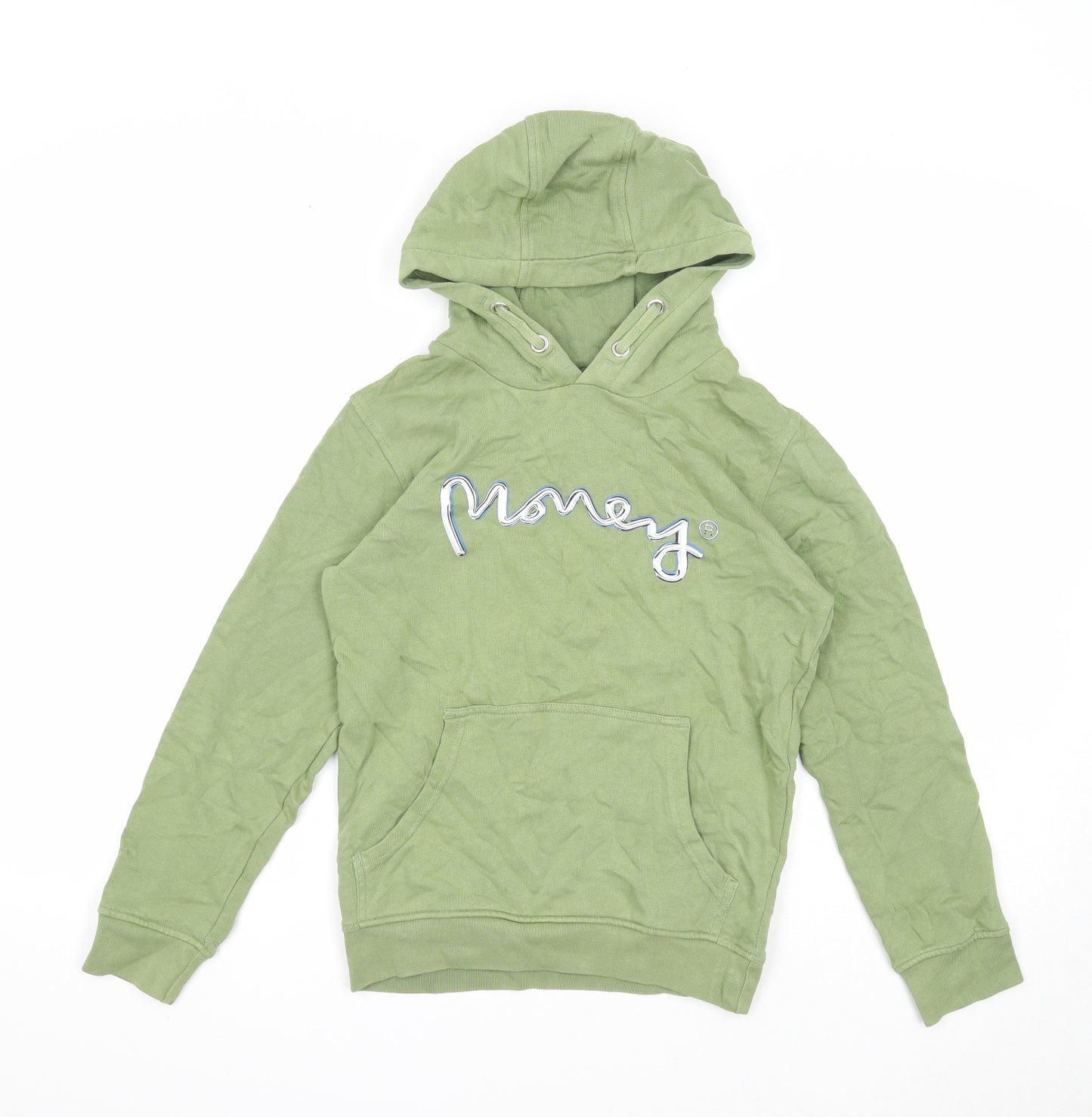 Money Boys Green Cotton Pullover Hoodie Size 10-11 Years Pullover - Money