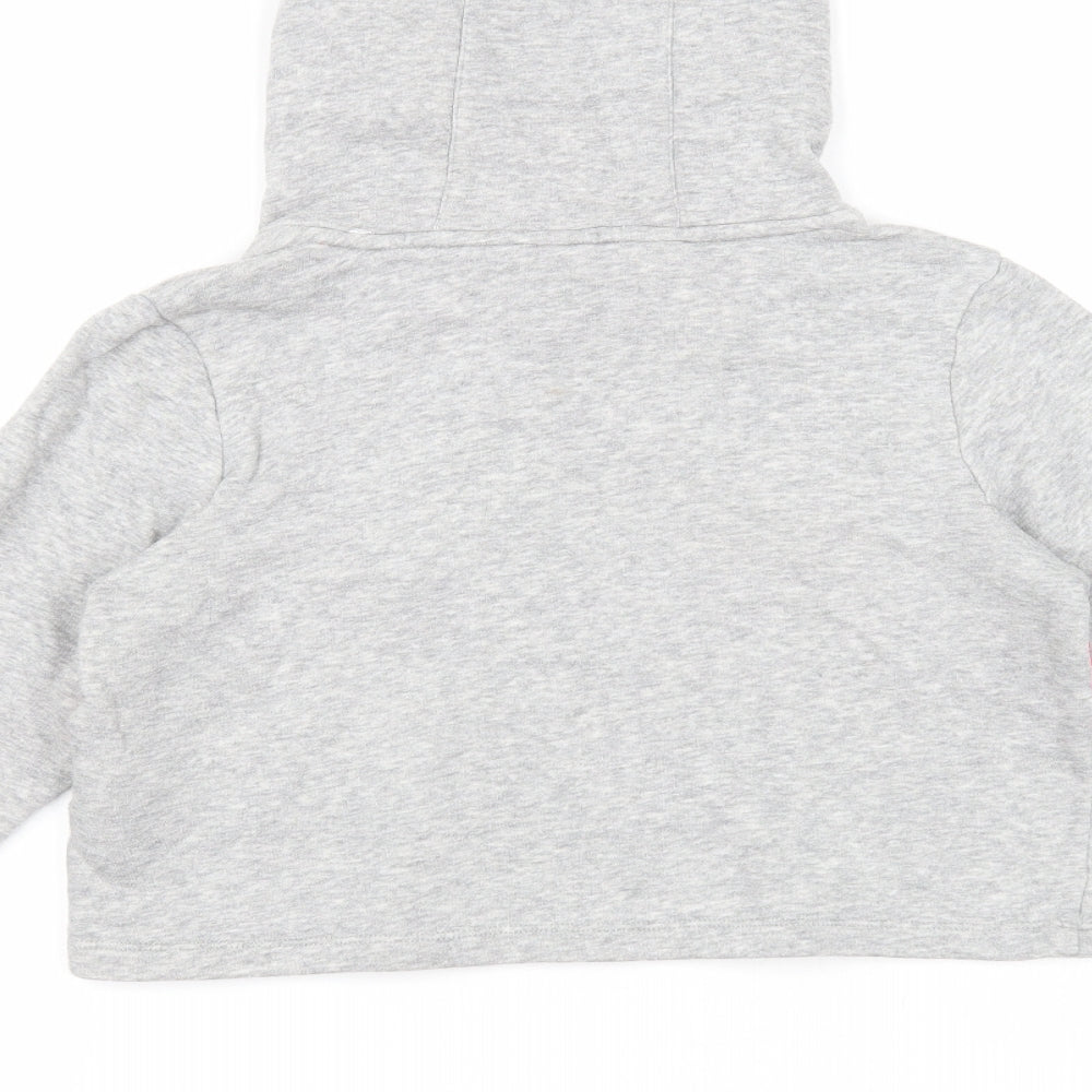 adidas Girls Grey Cotton Pullover Hoodie Size 9-10 Years Pullover