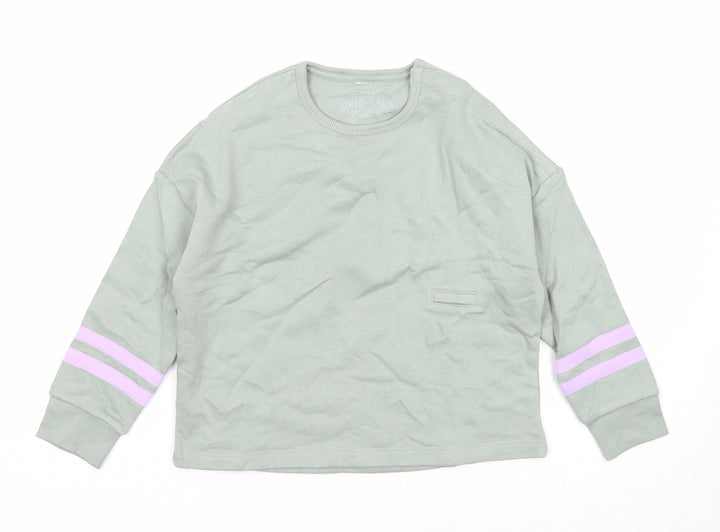 Marks and Spencer Girls Green Cotton Pullover Sweatshirt Size 7-8 Years Pullover
