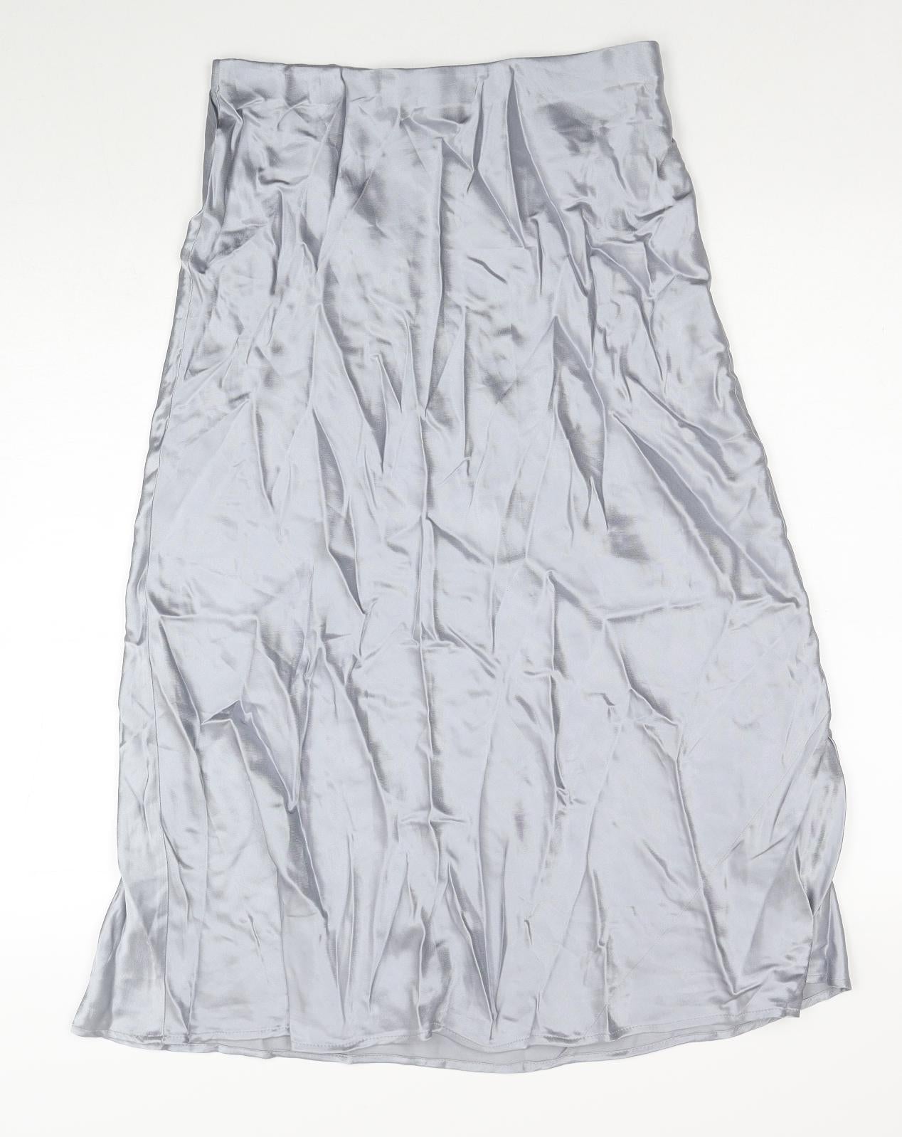 Marks and Spencer Womens Silver Viscose A-Line Skirt Size 12