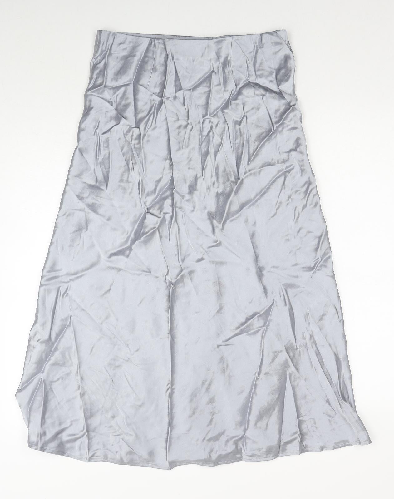 Marks and Spencer Womens Silver Viscose A-Line Skirt Size 12