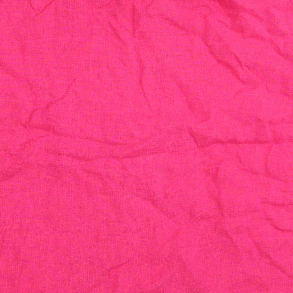 Cynthia Rowley Womens Pink Linen Basic T-Shirt Size L Round Neck