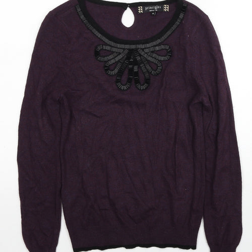 Principles Womens Purple Scoop Neck Acrylic Pullover Jumper Size 10