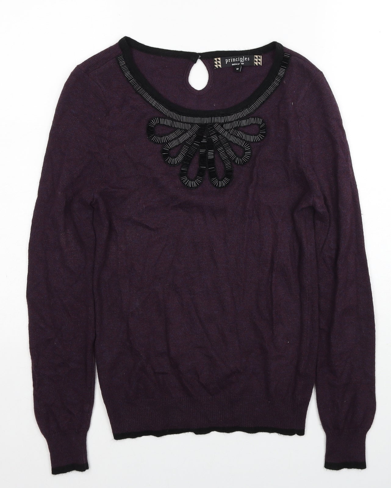 Principles Womens Purple Scoop Neck Acrylic Pullover Jumper Size 10