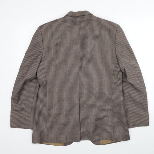 Burton Mens Brown Striped Wool Jacket Blazer Size 36 Regular