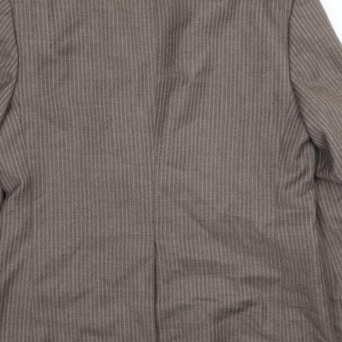 Burton Mens Brown Striped Wool Jacket Blazer Size 36 Regular