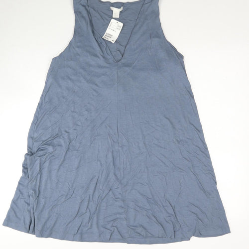 H&M Womens Blue Viscose A-Line Size M V-Neck Pullover