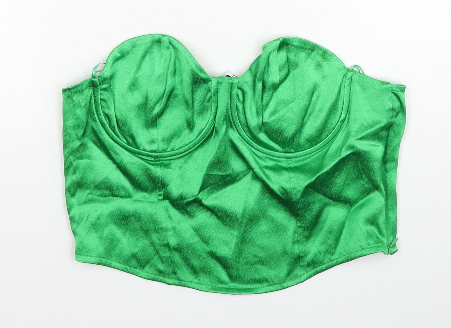 Zara Womens Green Viscose Cropped Tank Size L Sweetheart
