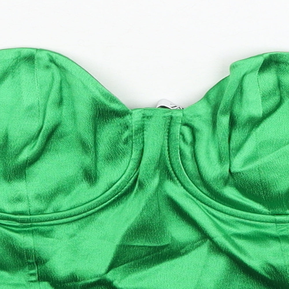 Zara Womens Green Viscose Cropped Tank Size L Sweetheart