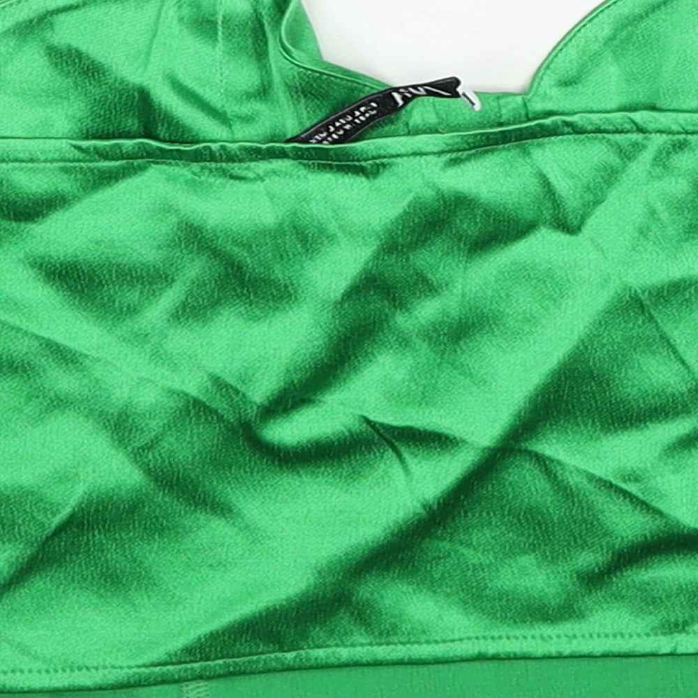 Zara Womens Green Viscose Cropped Tank Size L Sweetheart
